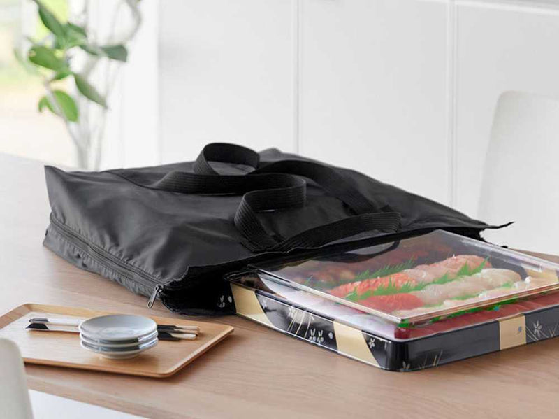 洗えるタワー型レジかごカバンと寿司・ピザ