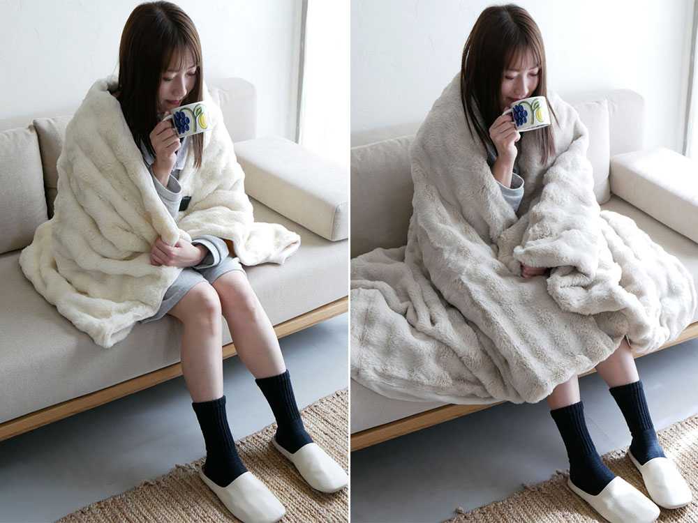 QUADSクワッズ toron電気毛布、アイボリー色ポリエステル製