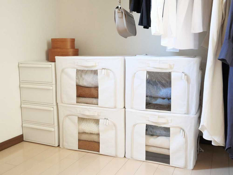 好きなところから開けられる折りたたみ式布製収納ボックス 2個セットの仕様シーン1