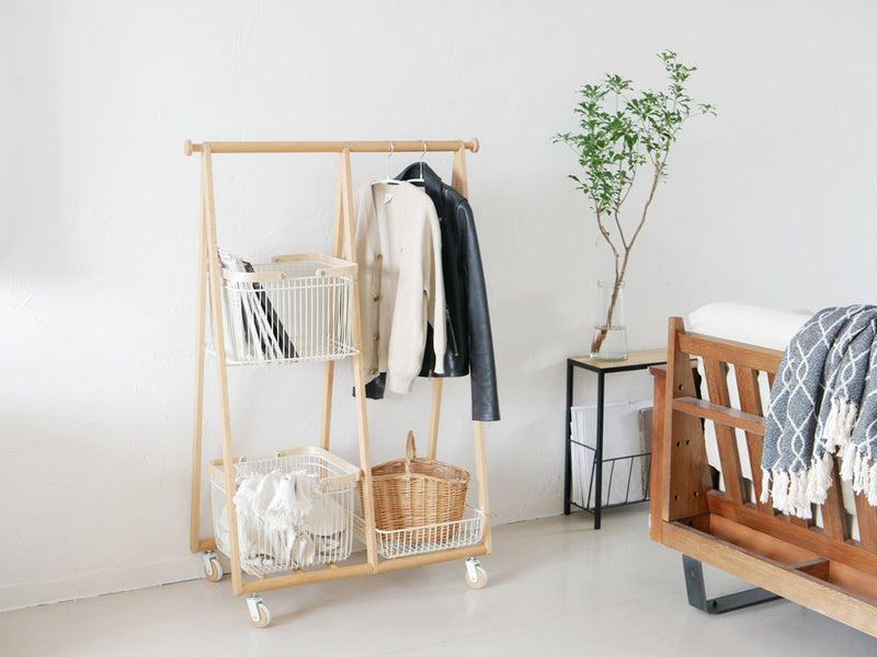 Mashリヴキャリーバスケットハンガーの木製フレームとスチールバスケット