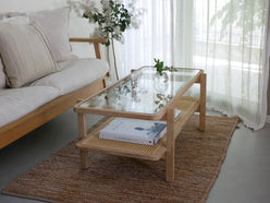 ラタン×チーク無垢材のサンフラワーラタンセンターテーブル