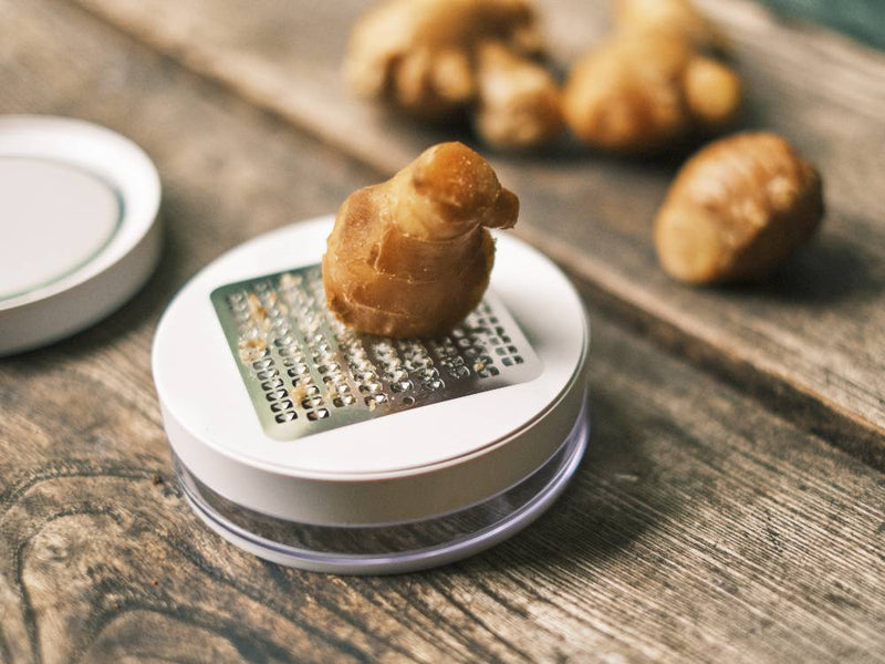 日本製の【SELECT100】薬味おろし。耐熱ABS樹脂製本体に18-8ステンレススチールの刃を使用した、サイズ約10cmの調味料おろし器