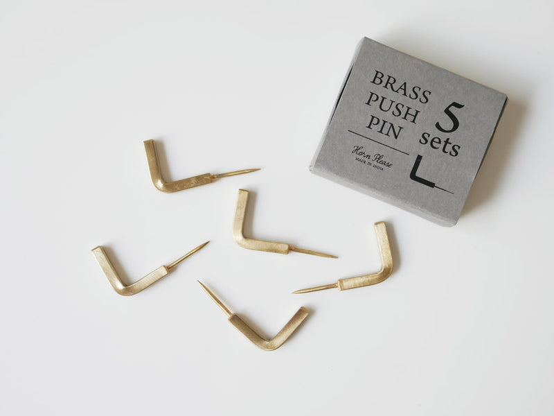 ホーンプリーズ製インド産ブラス製プッシュピンフック5個セット、アンティーク風仕上げ