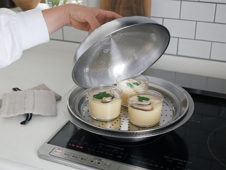 《絶妙トングセット》【Arnest/アーネスト】とにかく洗いやすいステンレス卓上鍋/のせるだけ蒸し器