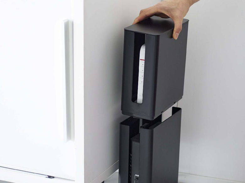 重ねられるルーター収納ケース ロング ブラック