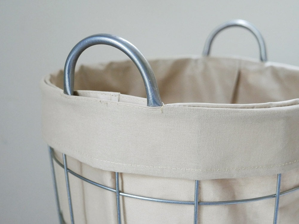 BRIDのランドリーストレージ ラウンド33L、スチールフレームとポリエステル布を使用した丸型収納バスケット