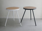 山崎実業タワー型丸サイドテーブル、スチールと天然木