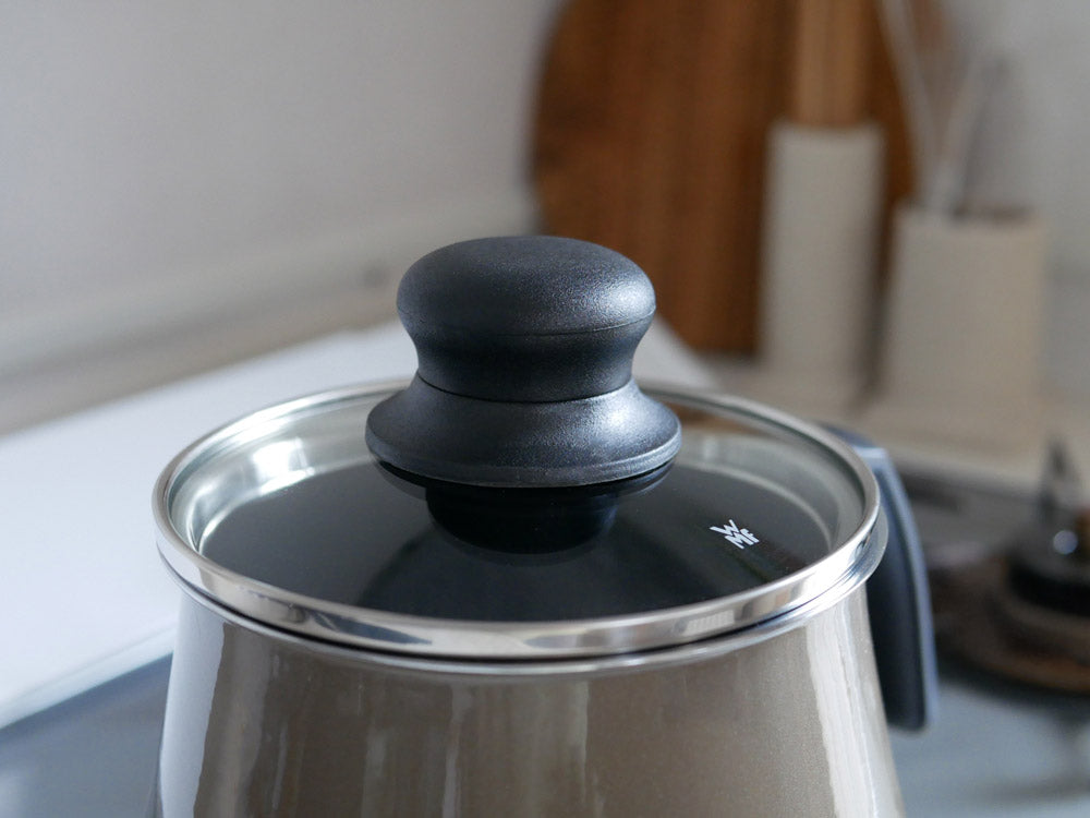 WMFフュージョンテックミネラルマルチポット14cm、ガラス蓋付きのクロムメッキ鋼製鍋