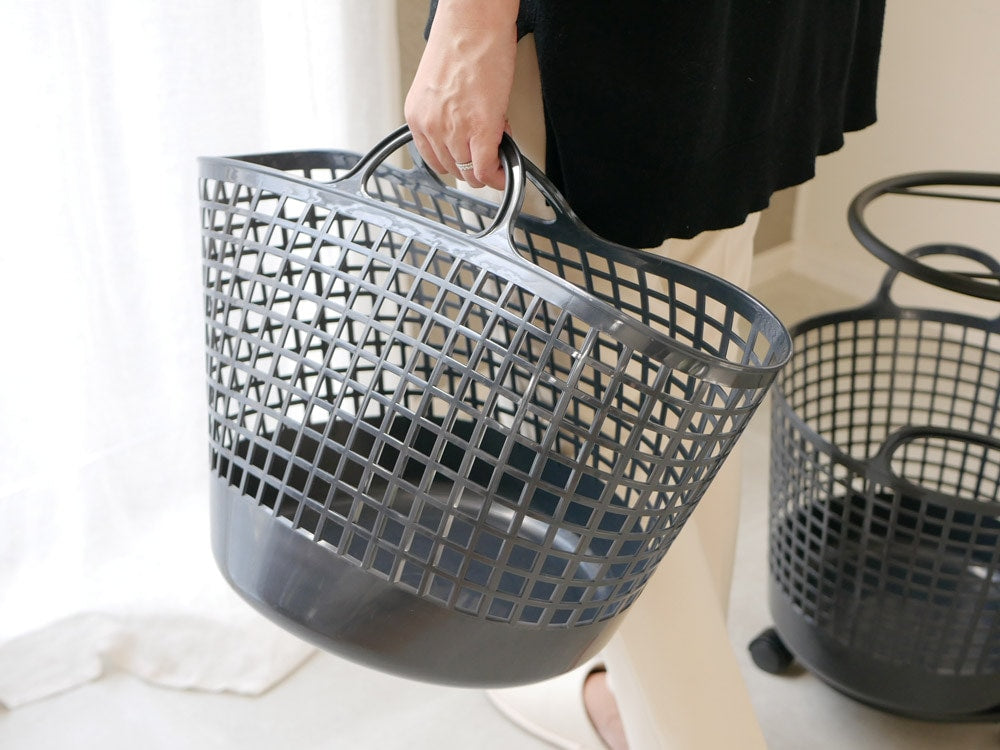 like-itのシルバーメッシュ2段ランドリーバスケット