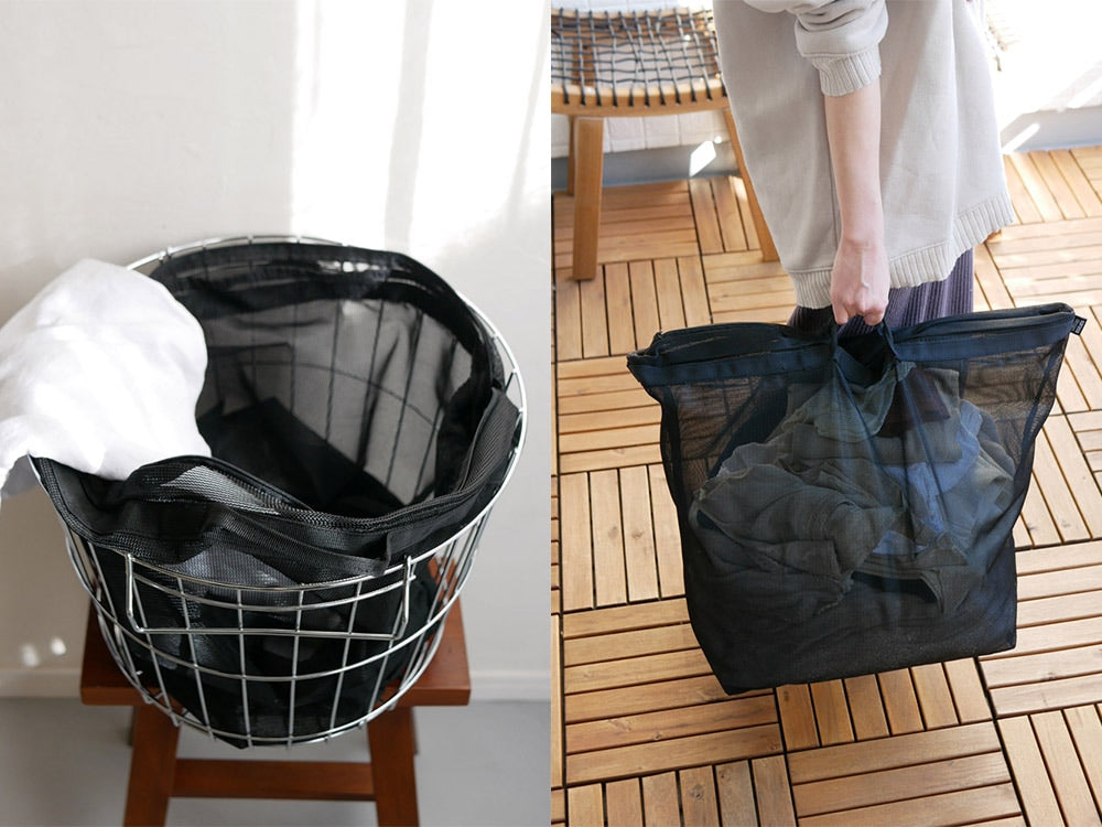 サラサデザインのポリエステルとラテックス素材を使用したワイドサイズのランドリーネットバスケット、収納に適したプラスチックと籐製の洗濯用バスケット