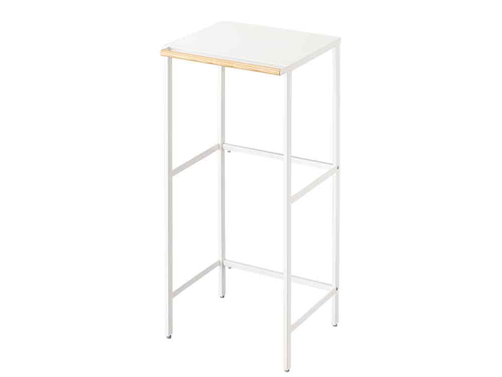 スチールと木材の伸縮式ゴミ箱上ラック