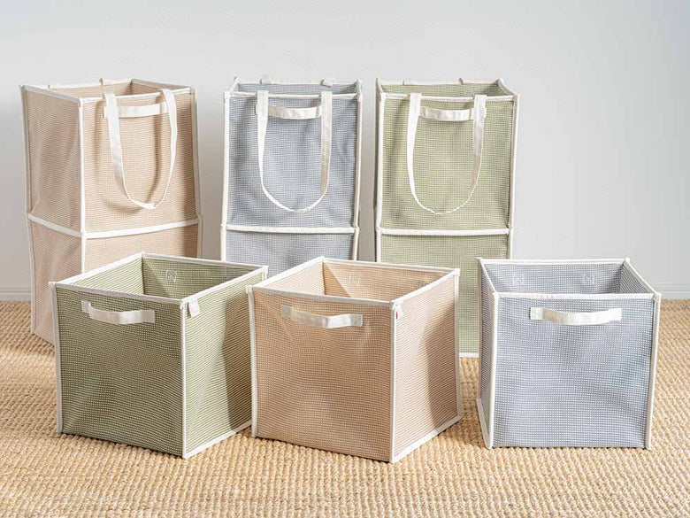 ピアット製コットン籐ハンドルバスケット