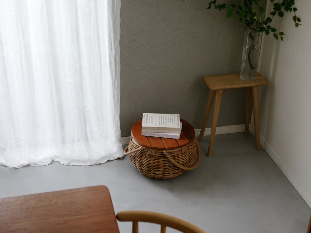 Creer/クレエ】ラタンの蓋がテーブルになるバスケット【受注生産品