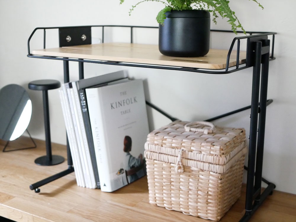 BY CAGE マイクロウェーブラック スチール製デスクセット