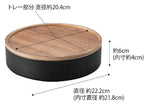 RIN/リン 蓋付きスチールと木製の丸型収納ボックス