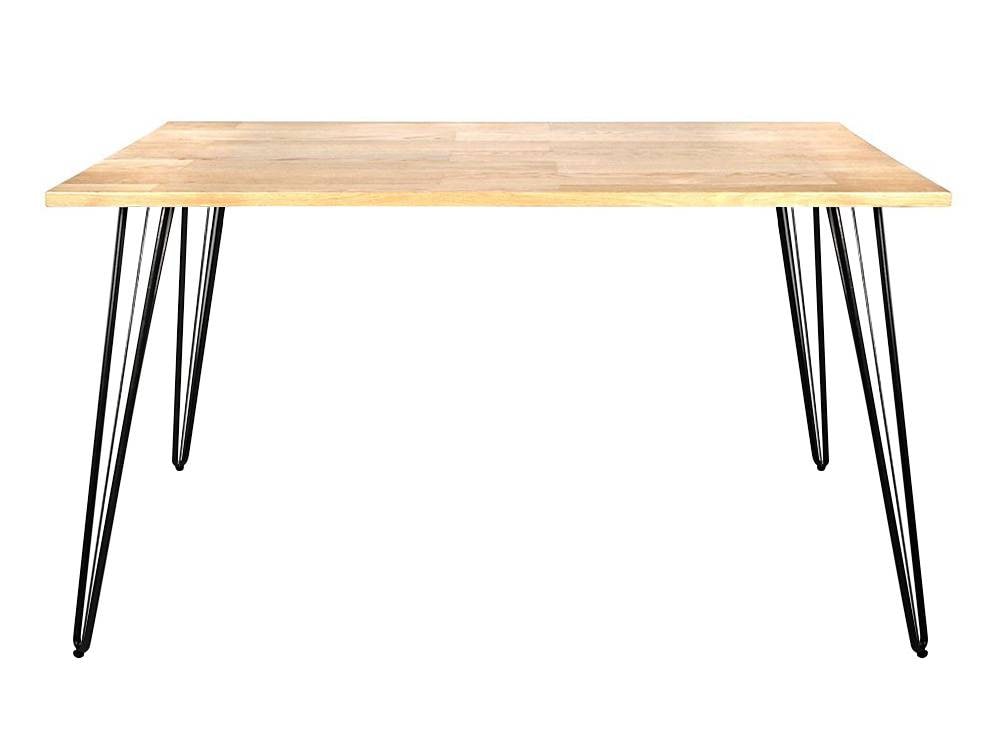 アデペシュ製オーク突板ダイニングテーブル。アイアンの脚付き