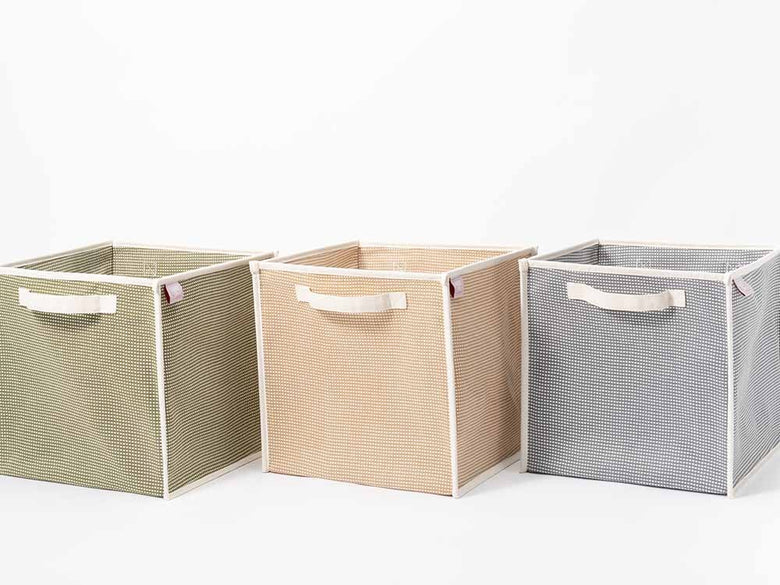 ピアット製コットンバスケット、取っ手付き収納用