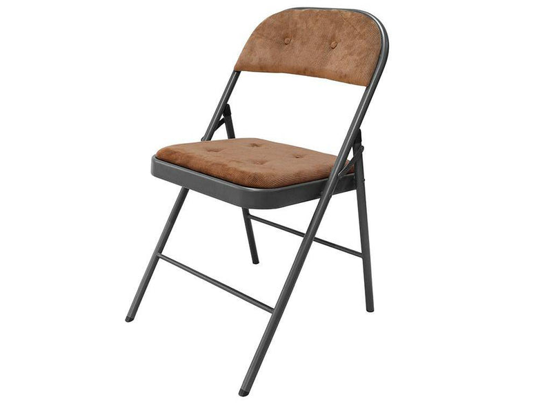 グレーの金属製折りたたみアウトドアチェア