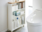 Yamazakiのハンドル付きタワー型スリムトイレラック、浴室用収納家具