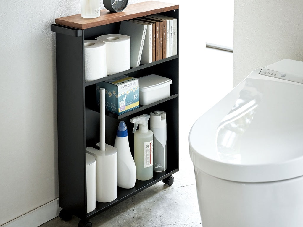 ヤマザキのハンドル付きスリムトイレラック