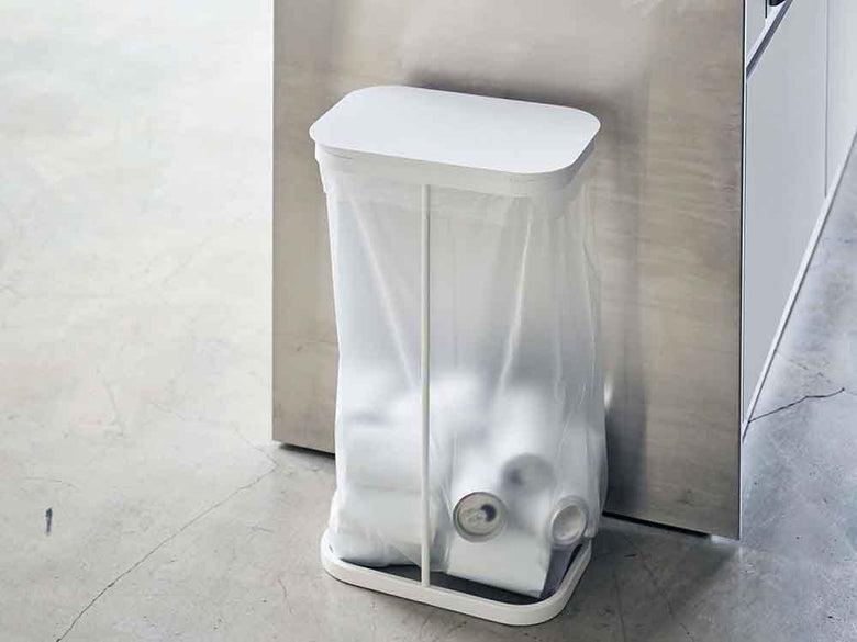 ルーチェの銀色スチール製分別ゴミ袋ホルダー