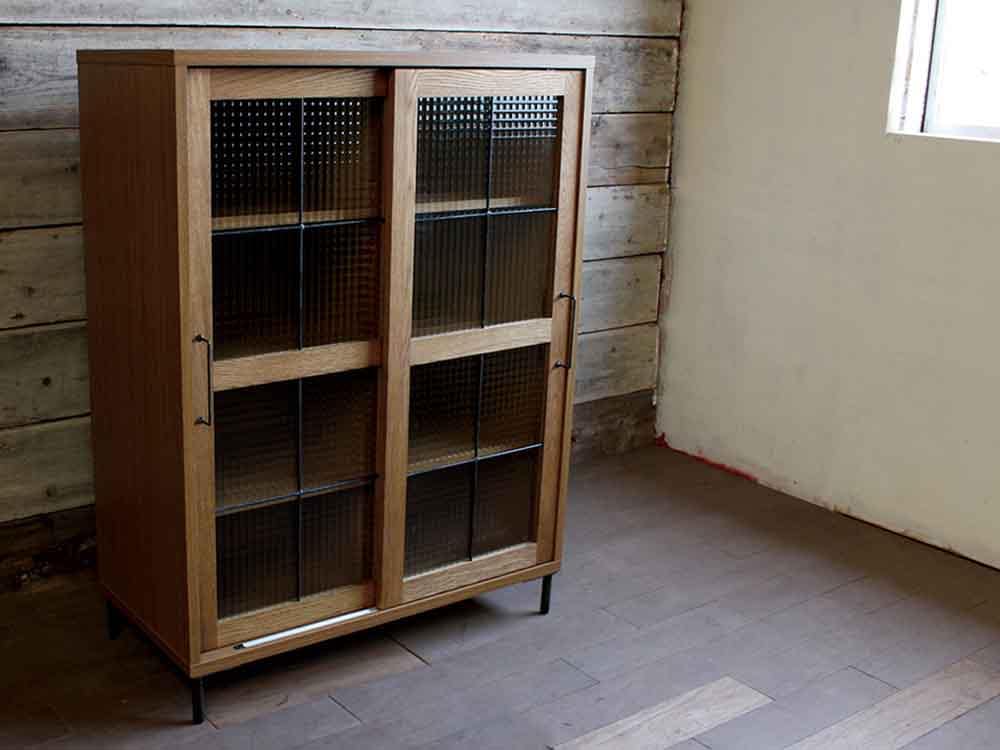 オーク製スライドガラスキャビネット