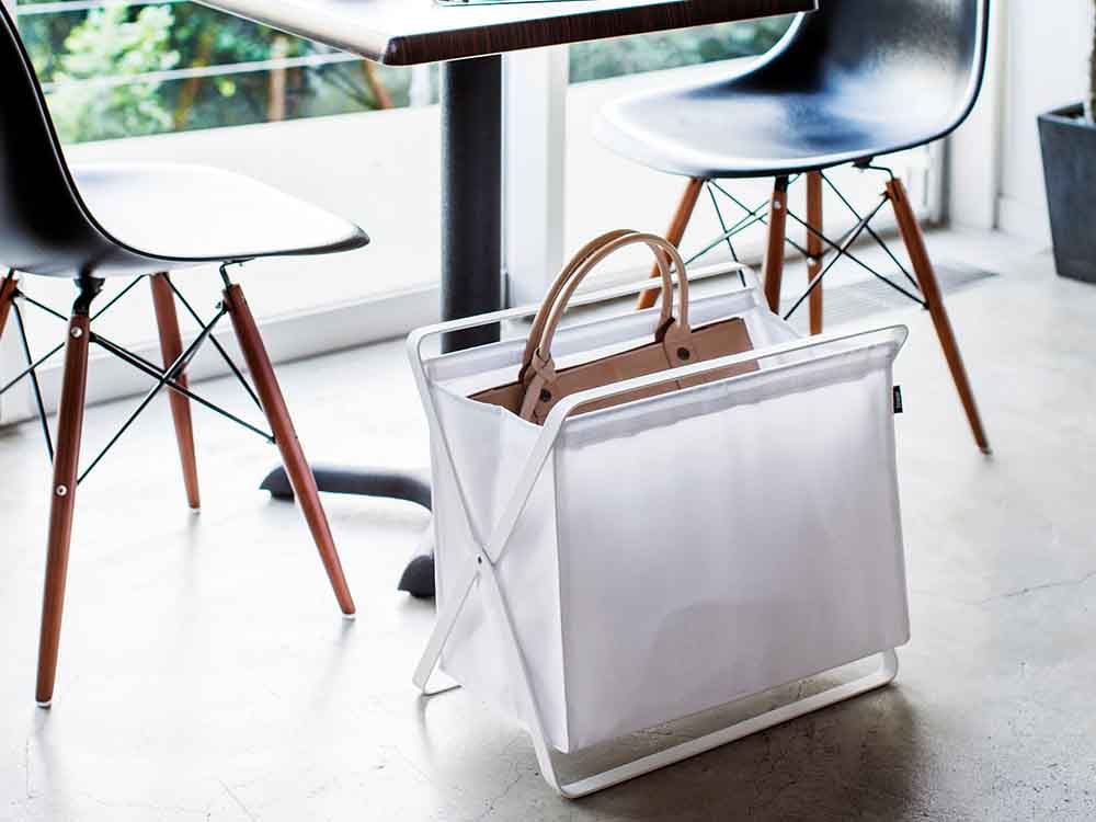 YAMAZAKI/tower タワー手荷物収納ボックス、シルバー色、ハンドル付き