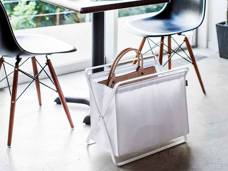 YAMAZAKI/tower タワー手荷物収納ボックス、シルバー色、ハンドル付き