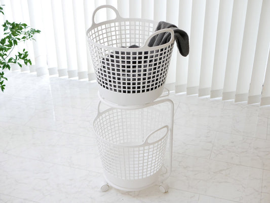 ライクイットの灰色2段ランドリーバスケット