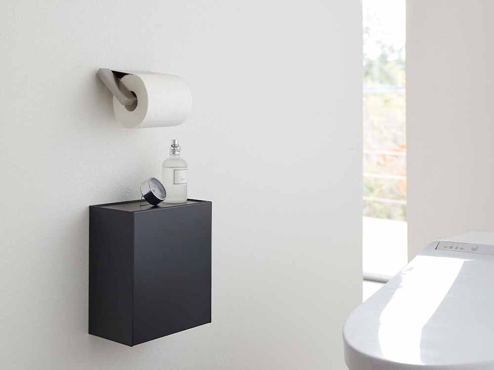 白いウォールトイレポットと収納ケース