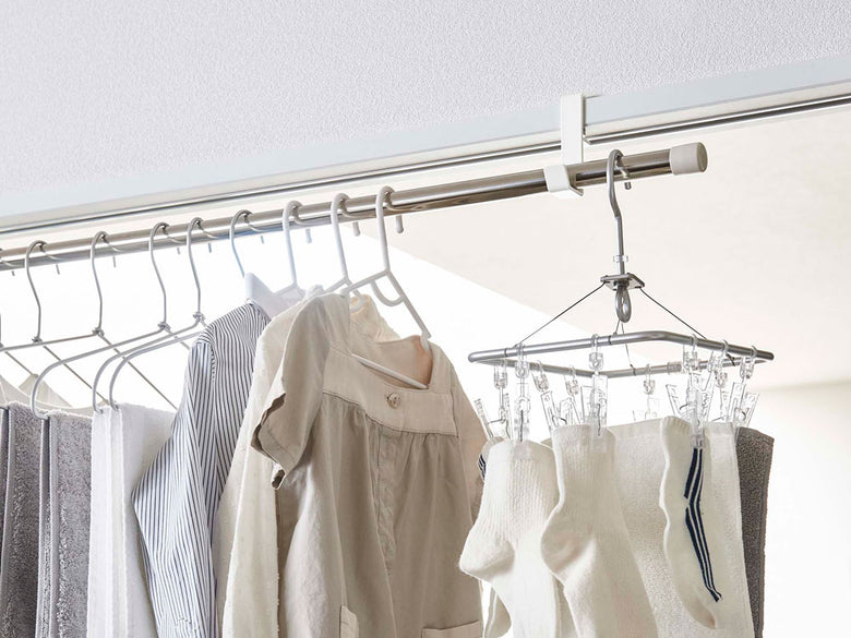 tower室内用スチール物干しポールホルダー2個組