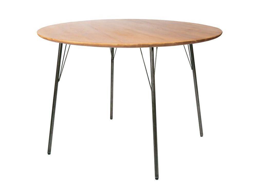 a.depeche製オーク突板とアイアン脚のラウンドダイニングテーブル