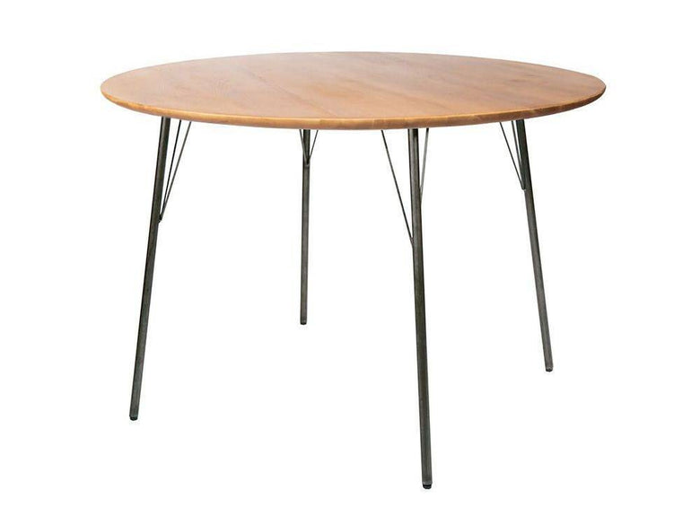 a.depeche製オーク突板とアイアン脚のラウンドダイニングテーブル