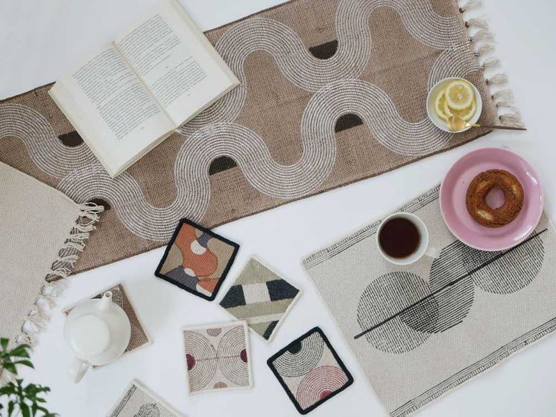 アデペシュのコットン織物テーブルファブリックセット