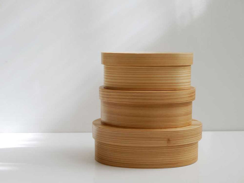 天然木と陶器を使用した【かのりゅう】曲げわっぱ弁当箱