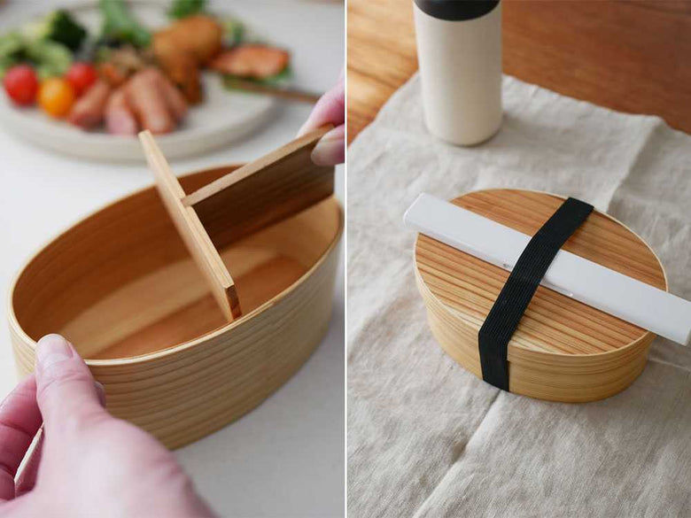 食洗機・電子レンジ対応の天然木曲げわっぱ弁当箱