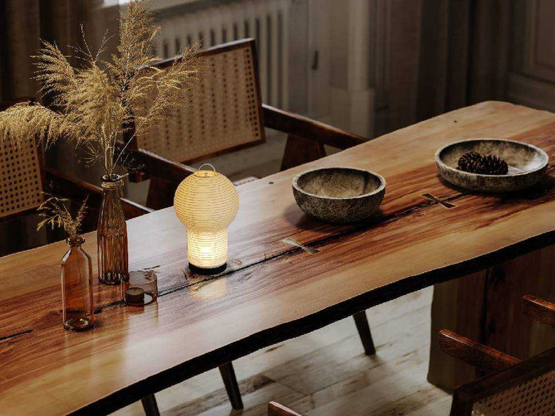 和紙とスチール製のボボリ ポータブルランプ