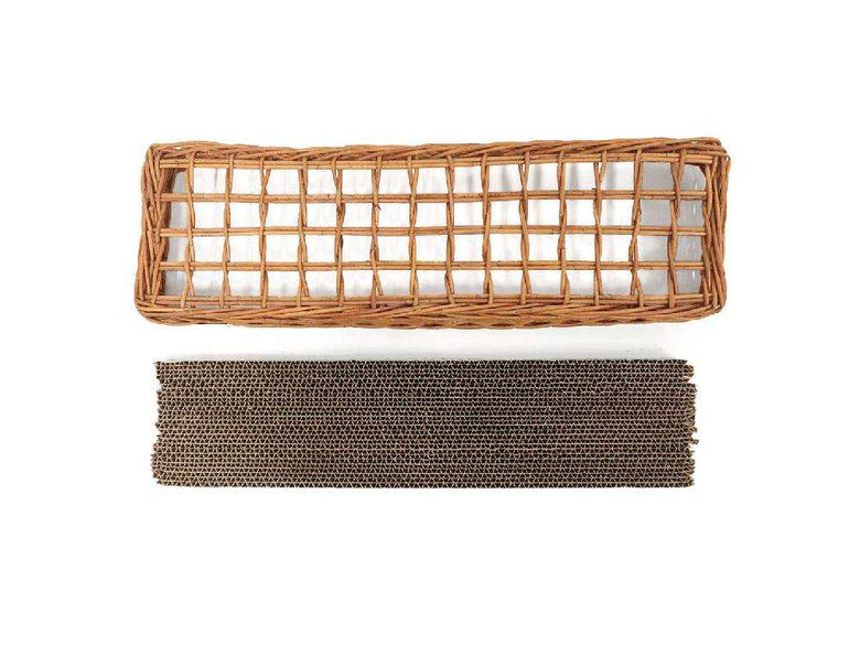 クレエ製ラタンとブラスの猫用爪とぎバスケット