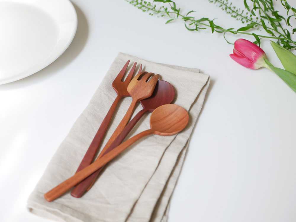 天然木のナチュレカトラリー4本セット