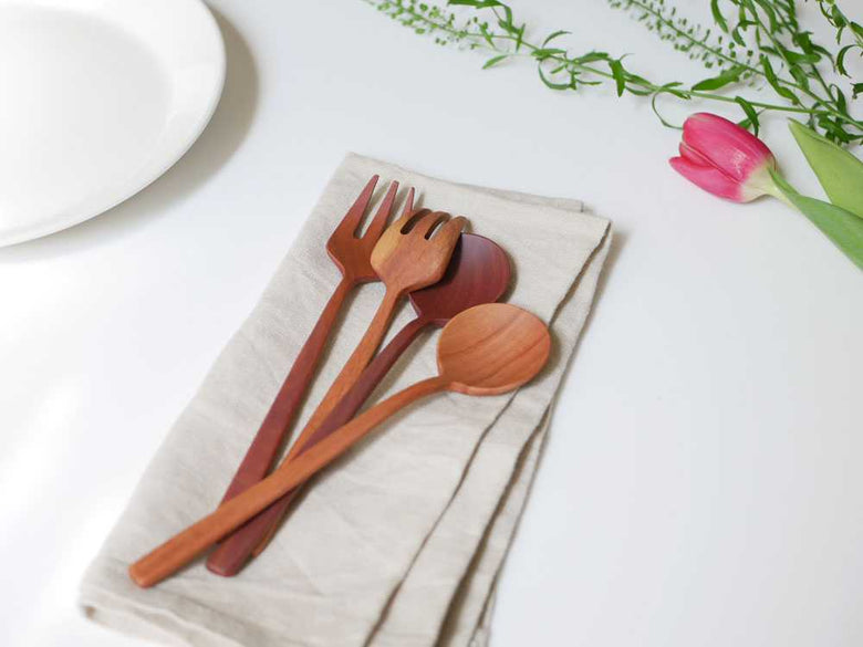 天然木のナチュレカトラリー4本セット