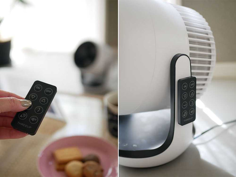 シルバーの空気清浄機付きサーキュレーター本体