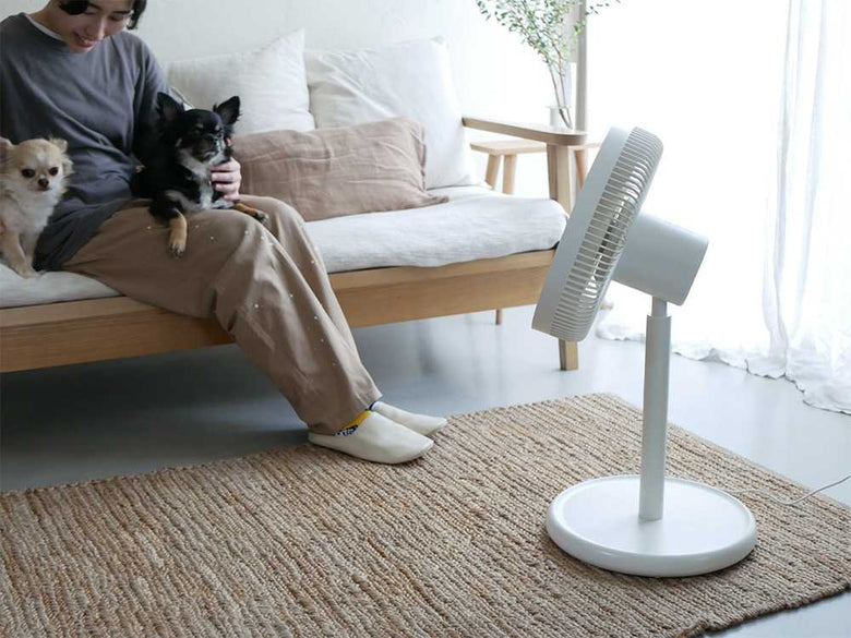 リビングルームに配置されたスマートエアDCサーキュレーターファン