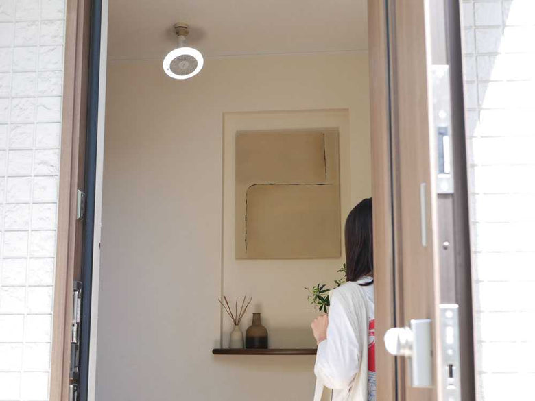 サーキュライトE26ソケット人感センサー付照明器具と観葉植物の室内配置