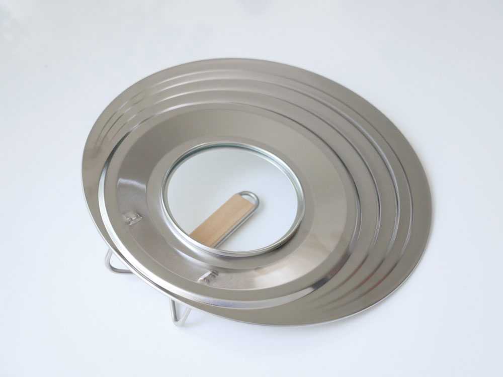 ステンレスと耐熱ガラス製のフライパンカバー