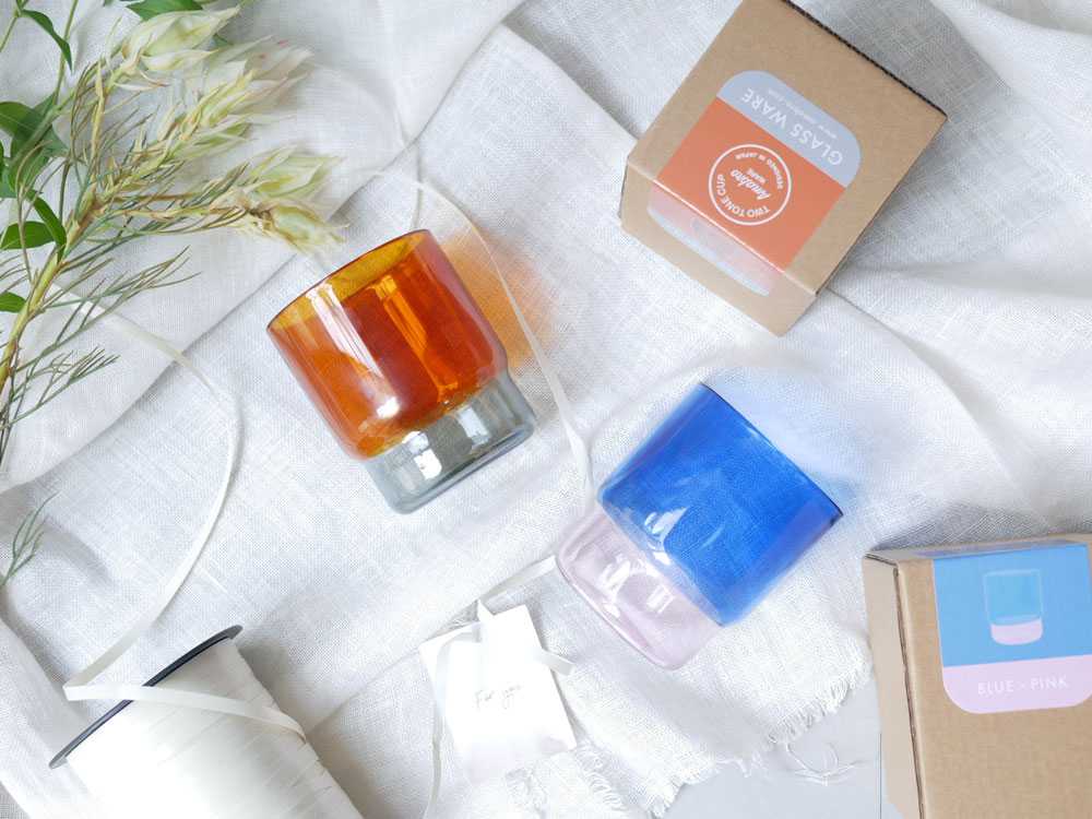 二色の耐熱スタッキンググラス