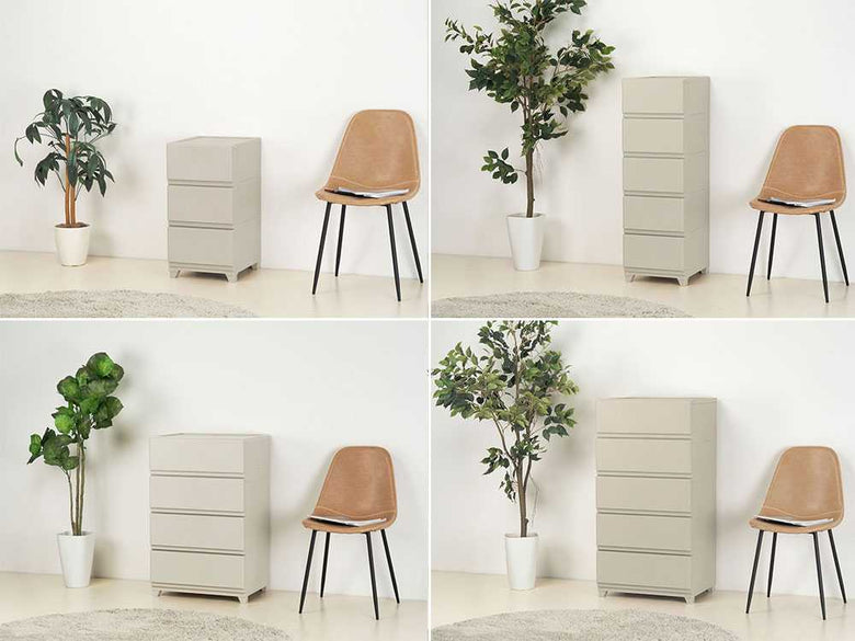 ポリプロピレン製の壁付チェスト3段ホワイト