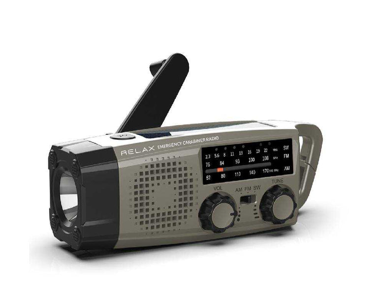 RELAXウォームグレー多機能防災カラビナラジオ本体