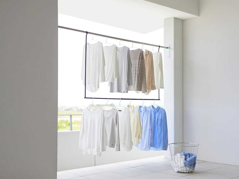 【tower/タワー】折り畳み伸縮物干し2段ハンガー