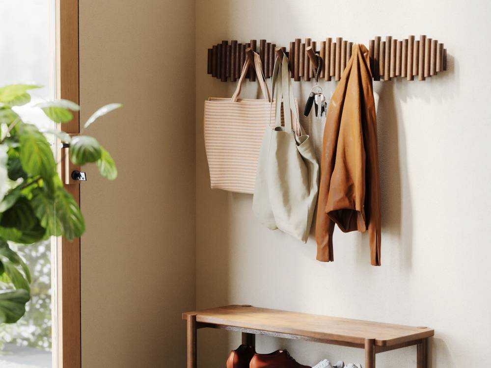 アンブラ製パイン材ピケットフック、木製5フック