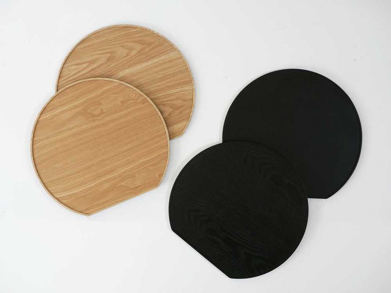 天然木の半月形木製皿